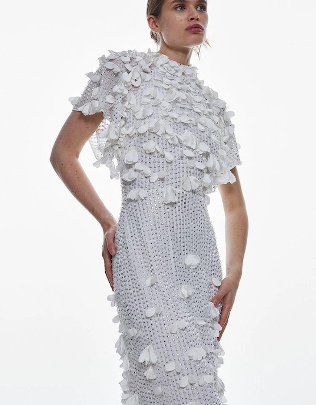 Tall Crystal Applique Angel Sleeve Woven Maxi Dress