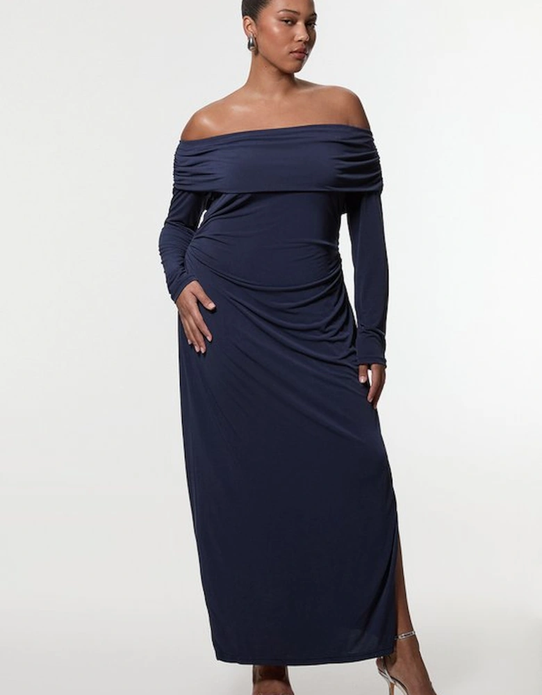 Plus Size Bardot Drapey Midi Dress