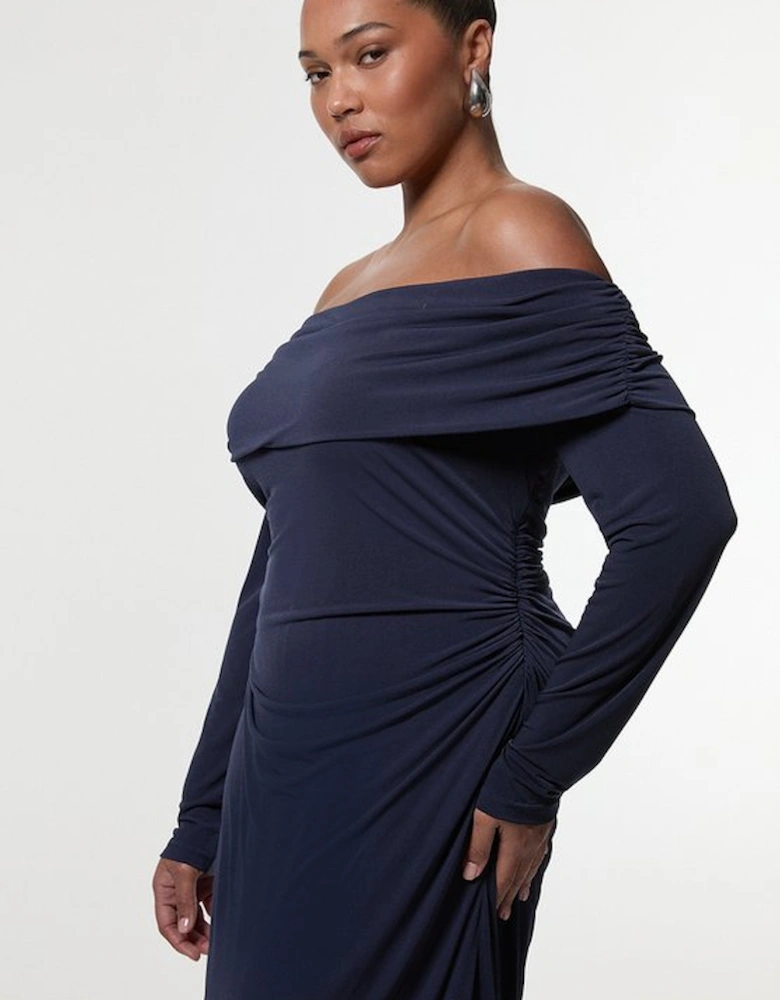 Plus Size Bardot Drapey Midi Dress