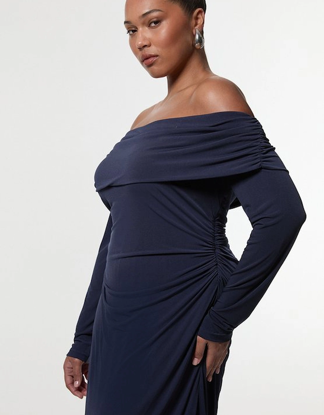 Plus Size Bardot Drapey Midi Dress