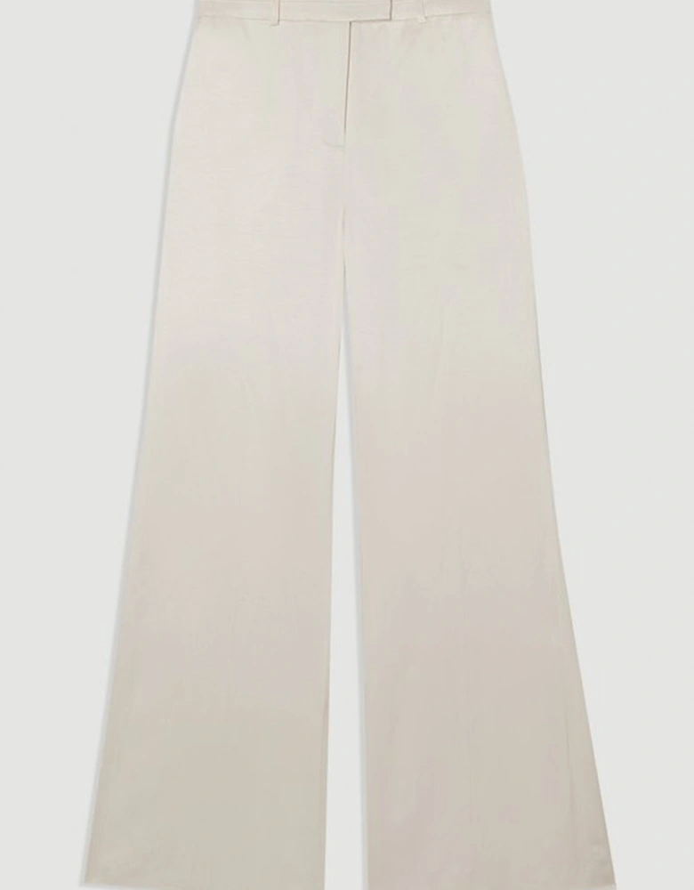 Premium Viscose Linen Tailored Wide Leg Trouser