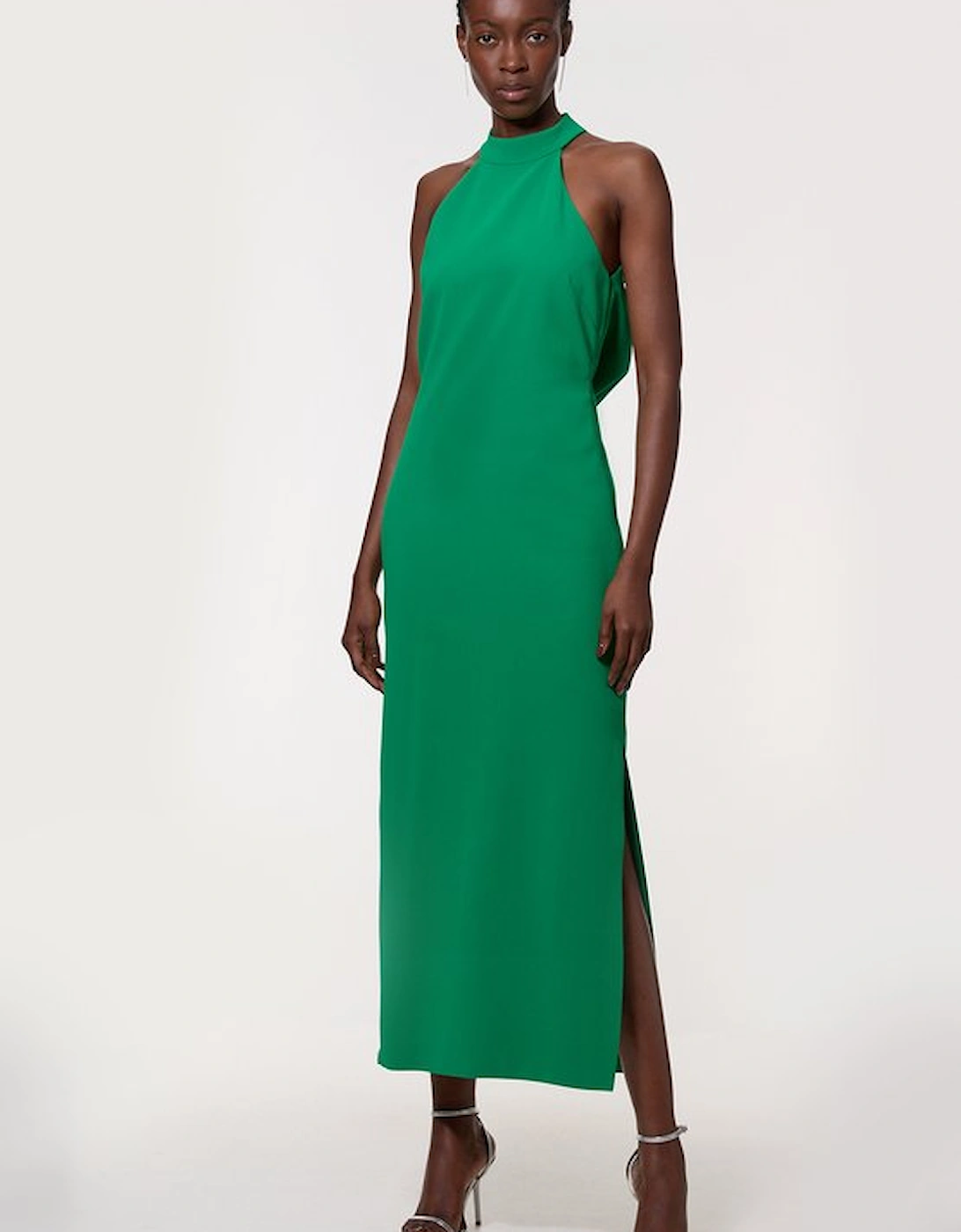 Soft Tailored Halterneck Open Back Maxi Dress, 5 of 4