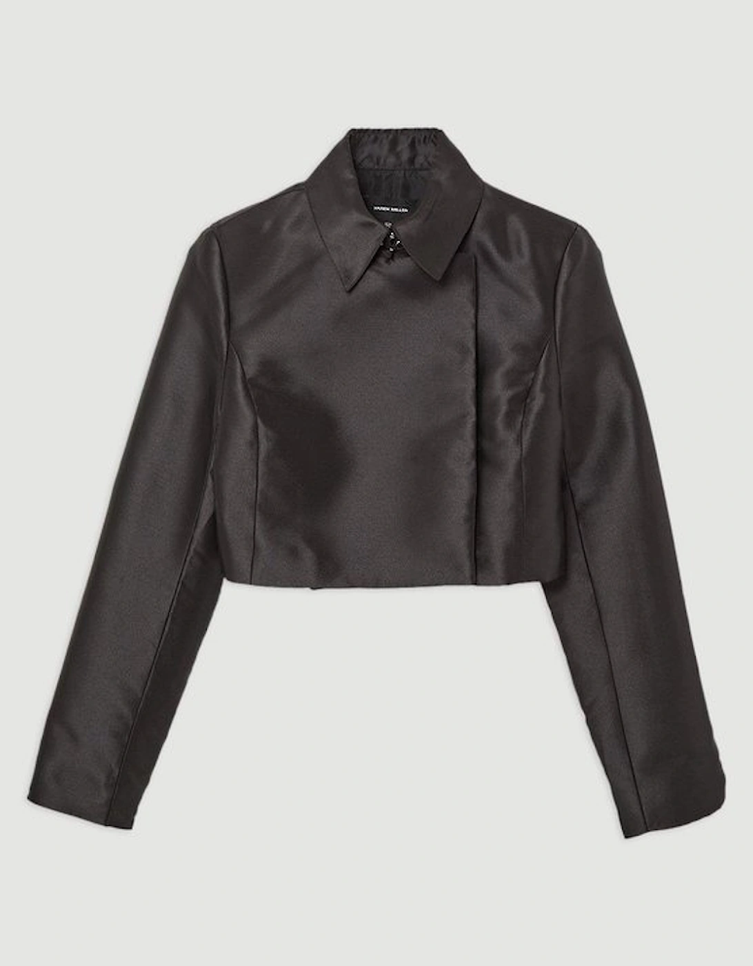 Satin Twill Cropped Wrap Tailored Jacket