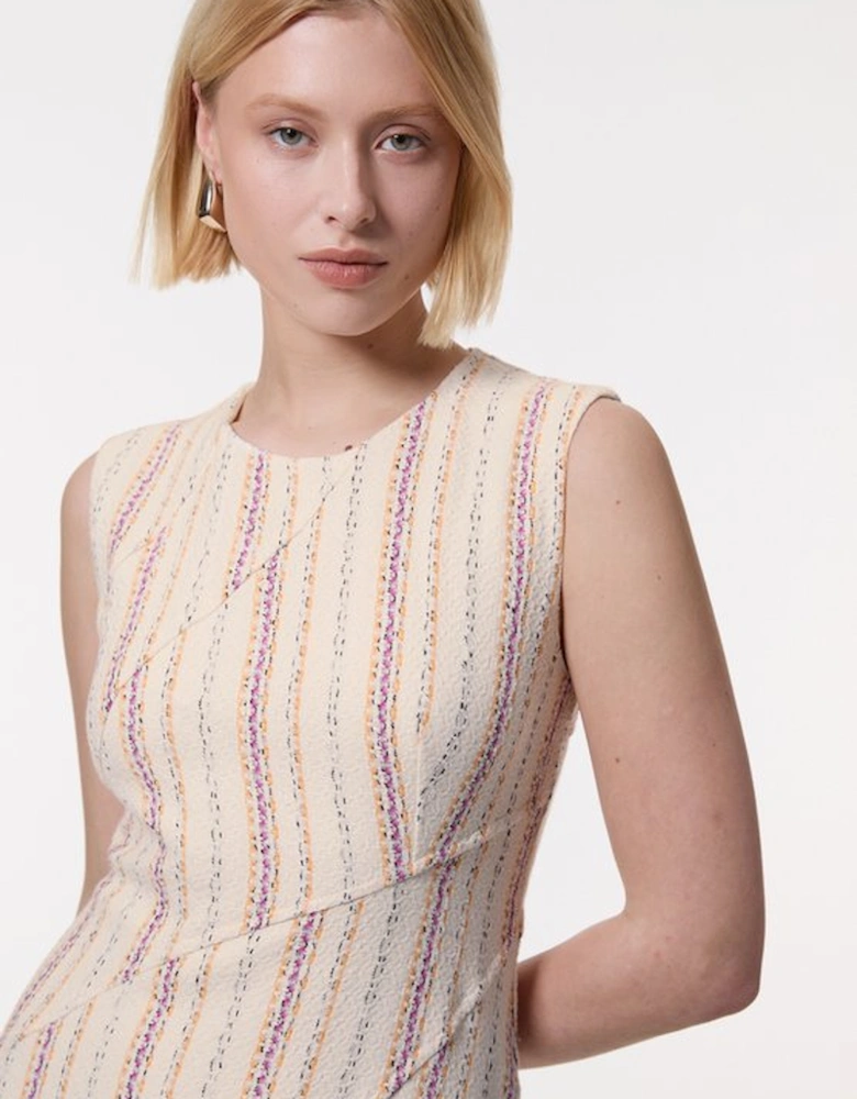 Petite Premium Woven Stripe Tailored A-Line Midi Dress