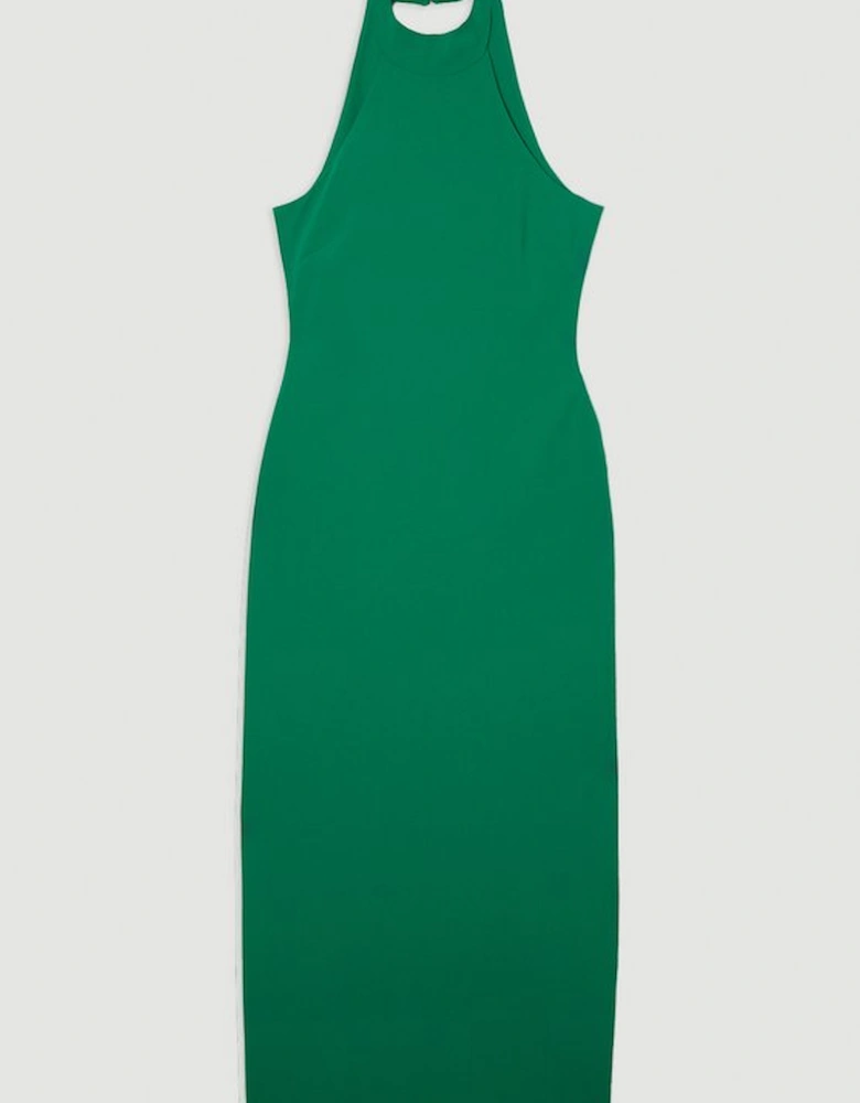 Soft Tailored Halterneck Open Back Maxi Dress