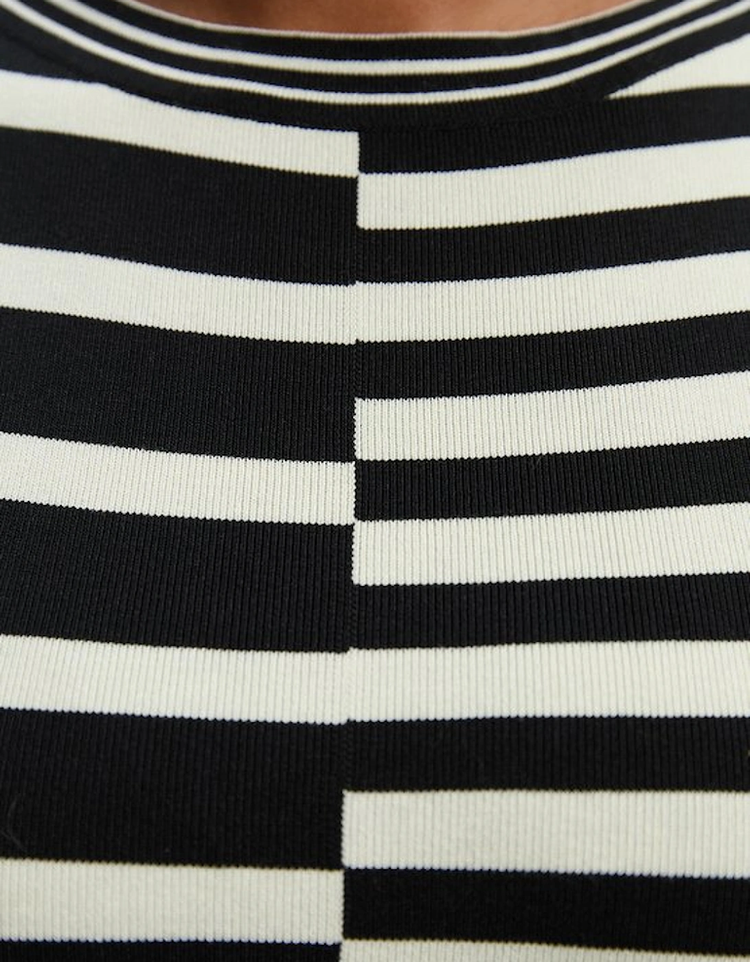 Plus Size Asymmetric Hem Cut About Stripe Sleeveless Knitted Midi Dress