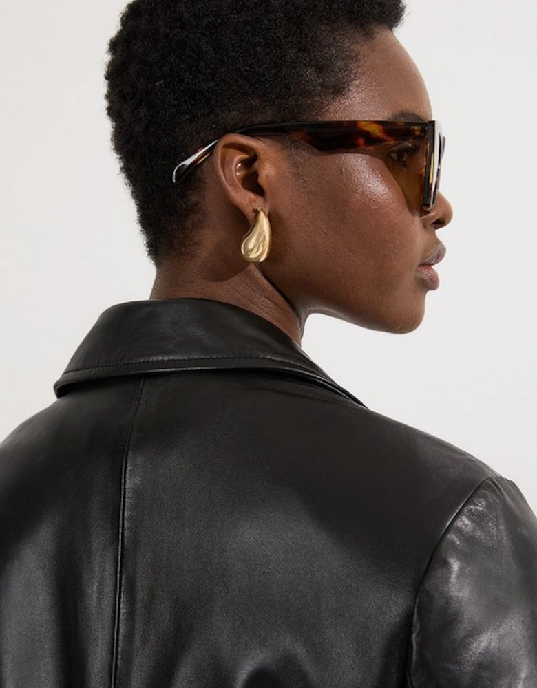 Leather Tailored Single Breasted Blazer