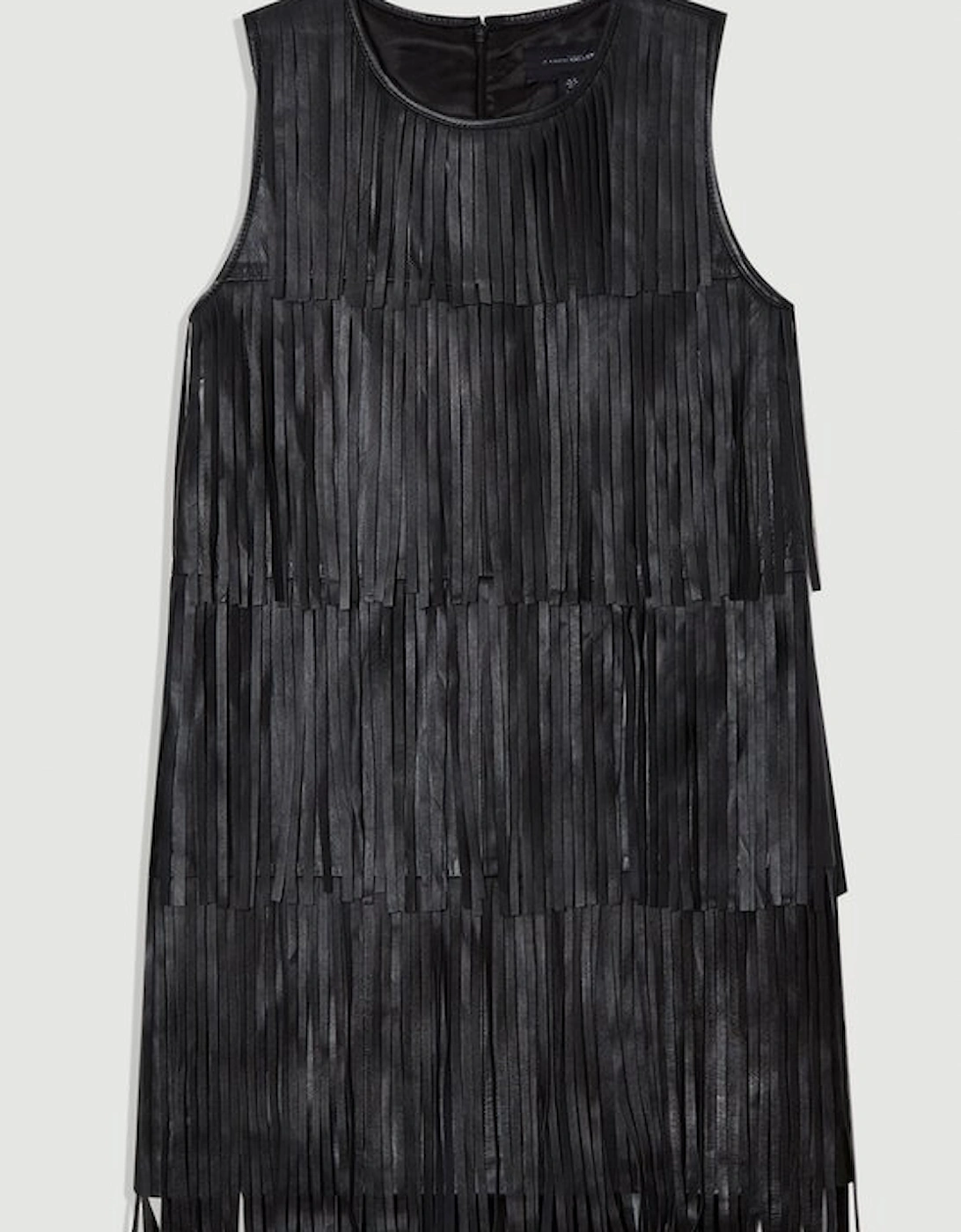 Leather Tassel Mini Dress