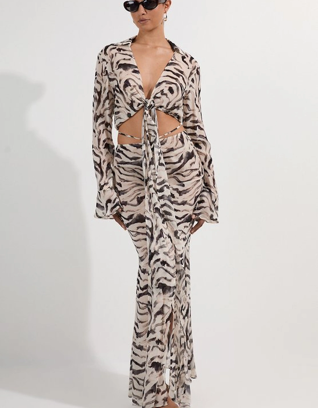 Animal Print Viscose Georgette Beach Wrap Top