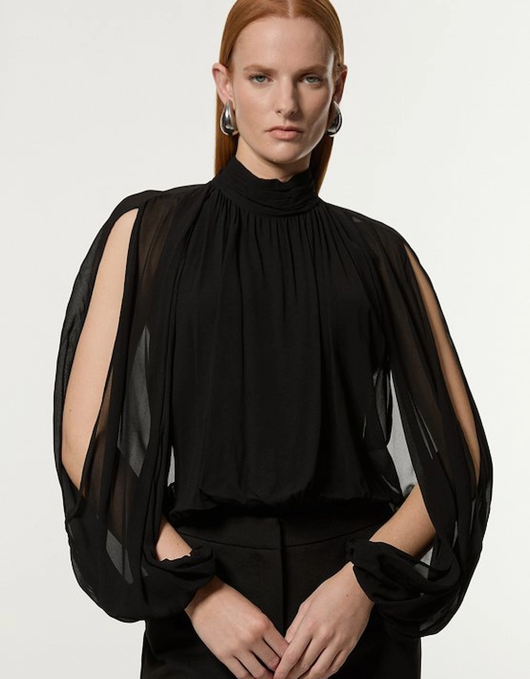 Viscose Georgette Cady Lace Insert Bodysuit, 5 of 4