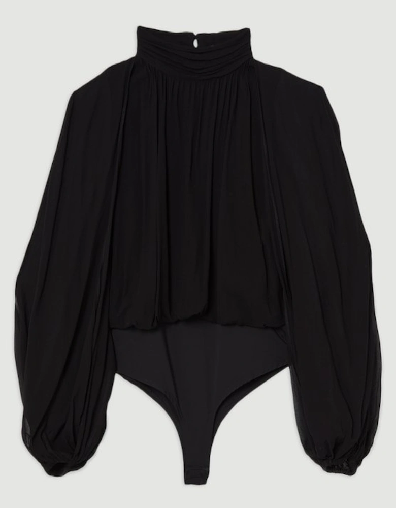 Viscose Georgette Cady Lace Insert Bodysuit