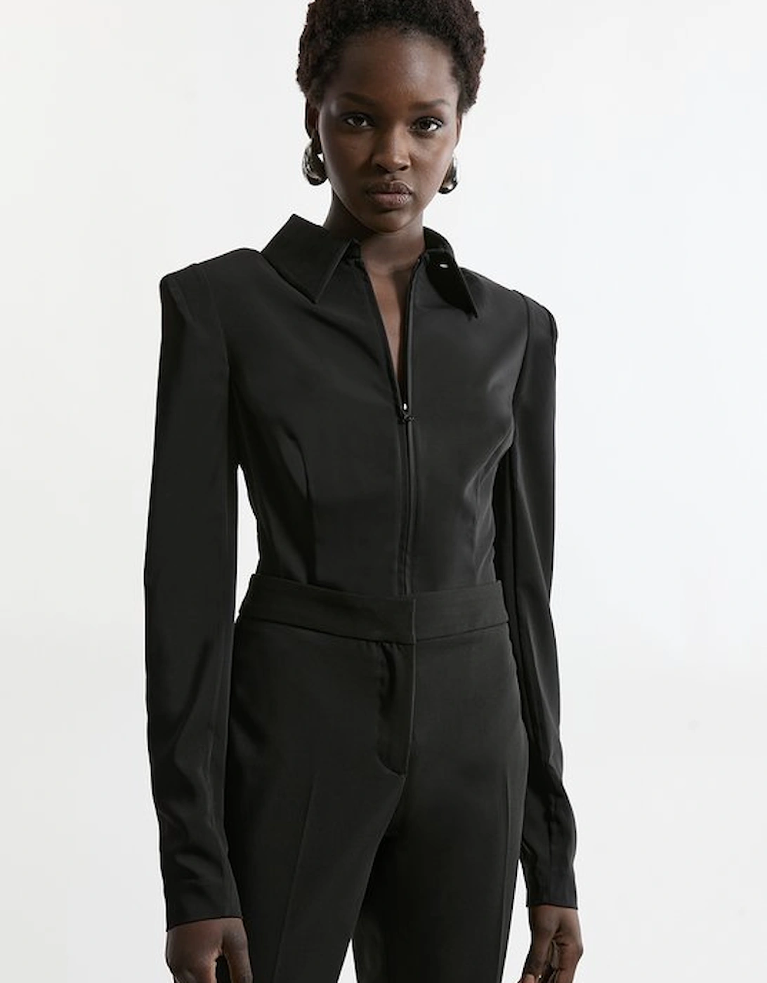 Compact Stretch Woven Shirt With Zip Detail, 5 of 4