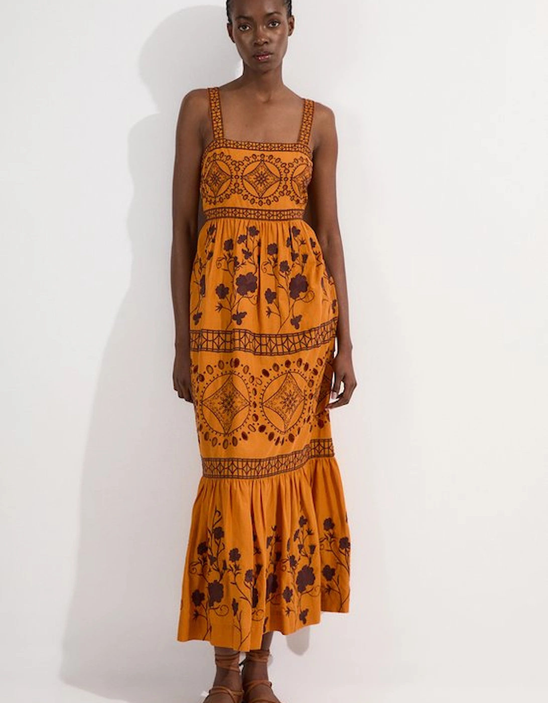 Petite Floral & Geo Embroidered Woven Maxi Dress, 5 of 4