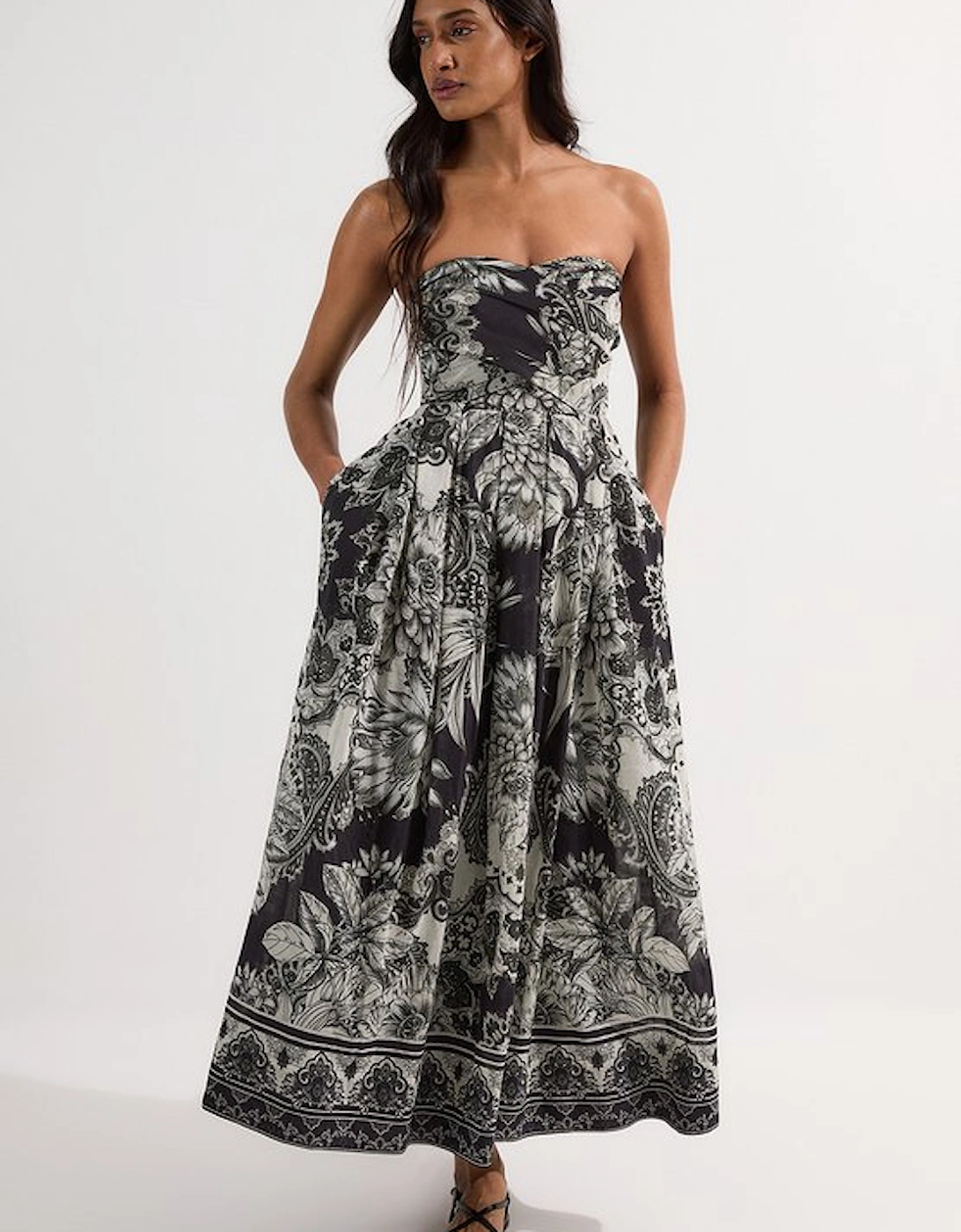 Tile Silk Cotton Bustier Woven Prom Dress, 5 of 4