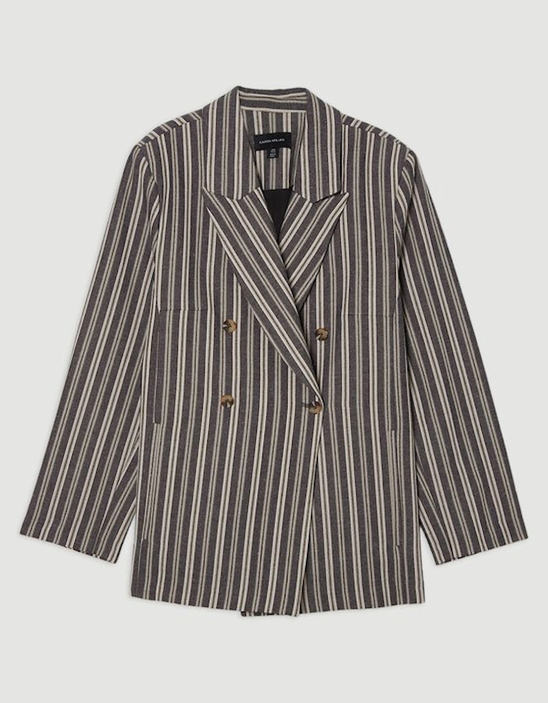 Plus Size Linen Sparkle Stripe Tailored Double Breasted Jacket