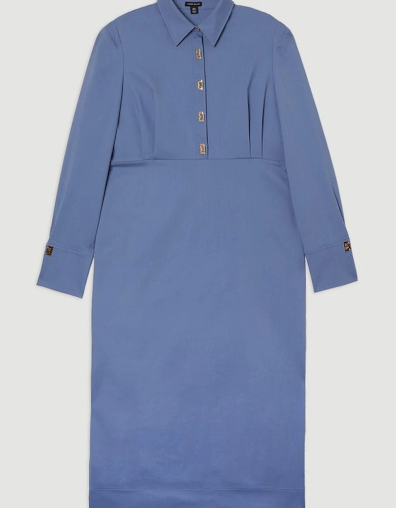 Plus Size Techno Cotton Woven Maxi Dress With Clasp