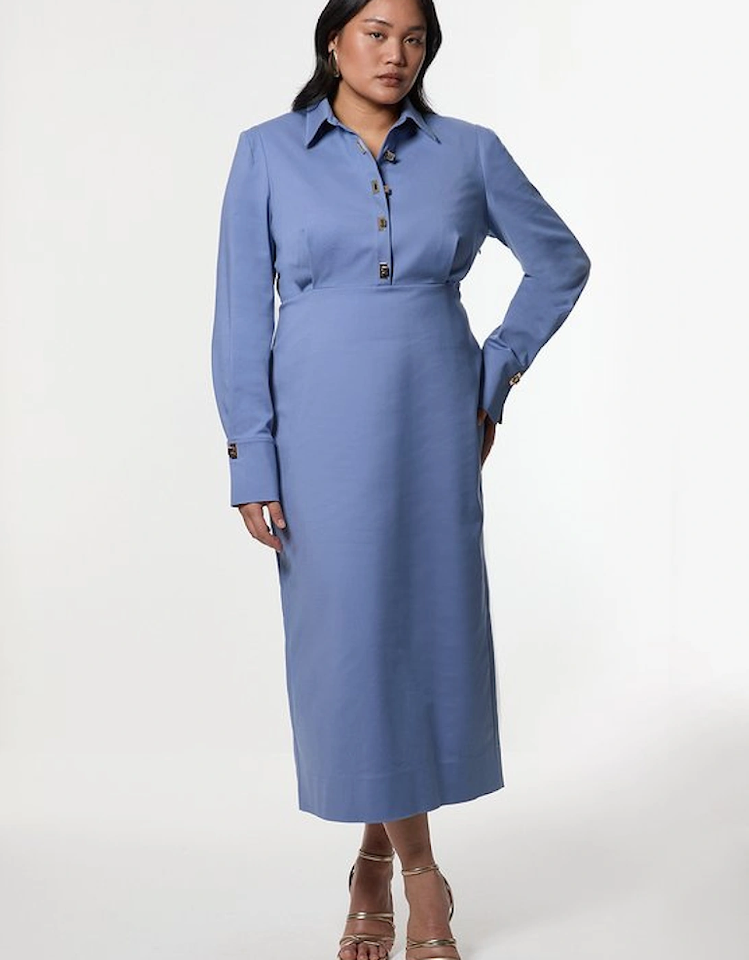 Plus Size Techno Cotton Woven Maxi Dress With Clasp, 5 of 4