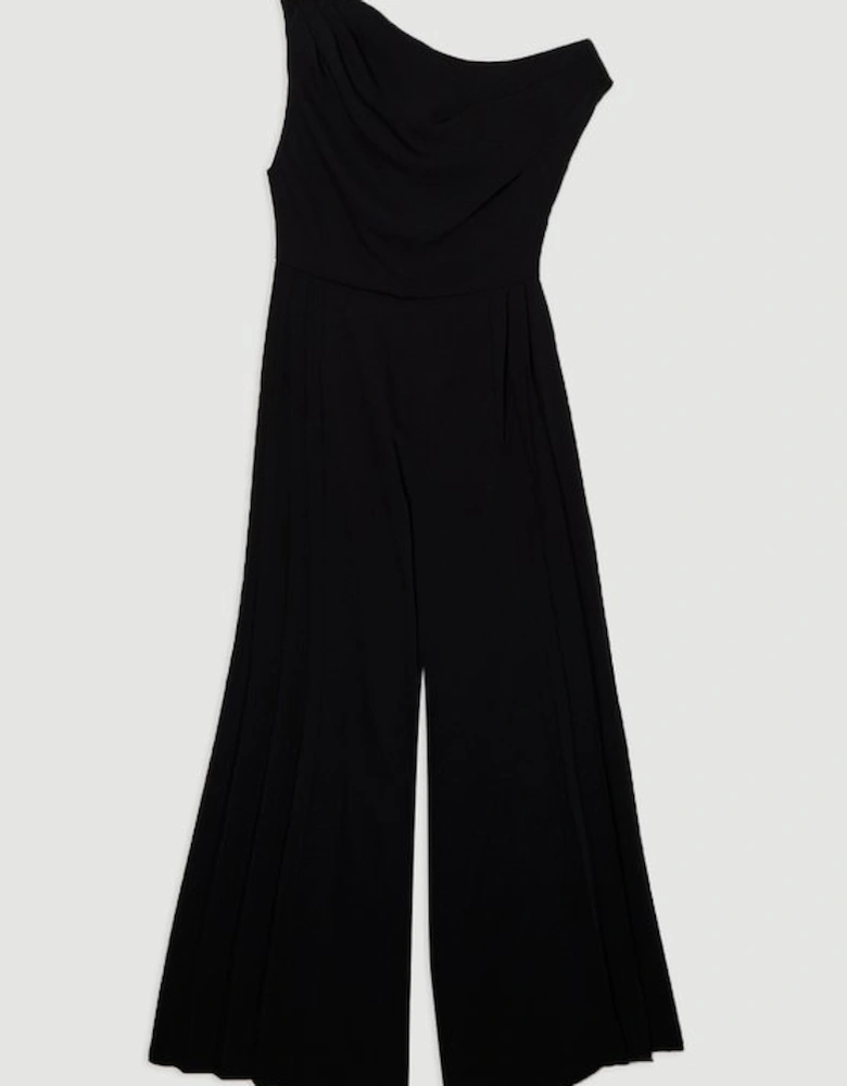 Soft Tailored Off Shoulder Pleat Detail Jumpsuit