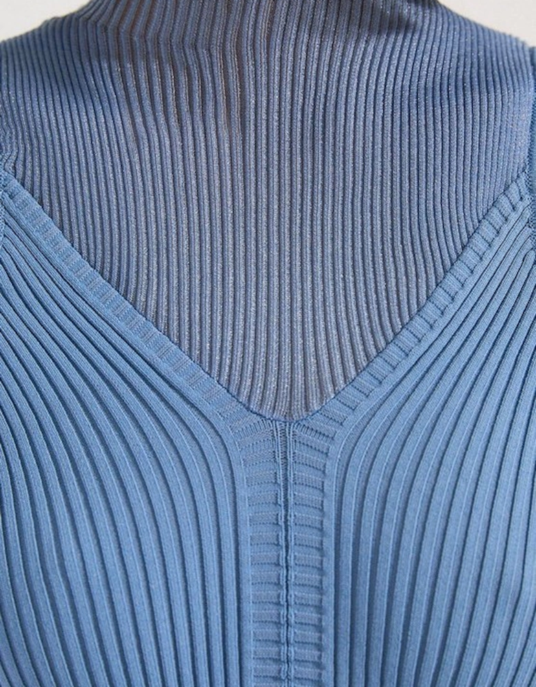 Sheer Neck Knitted Sleeveless Top