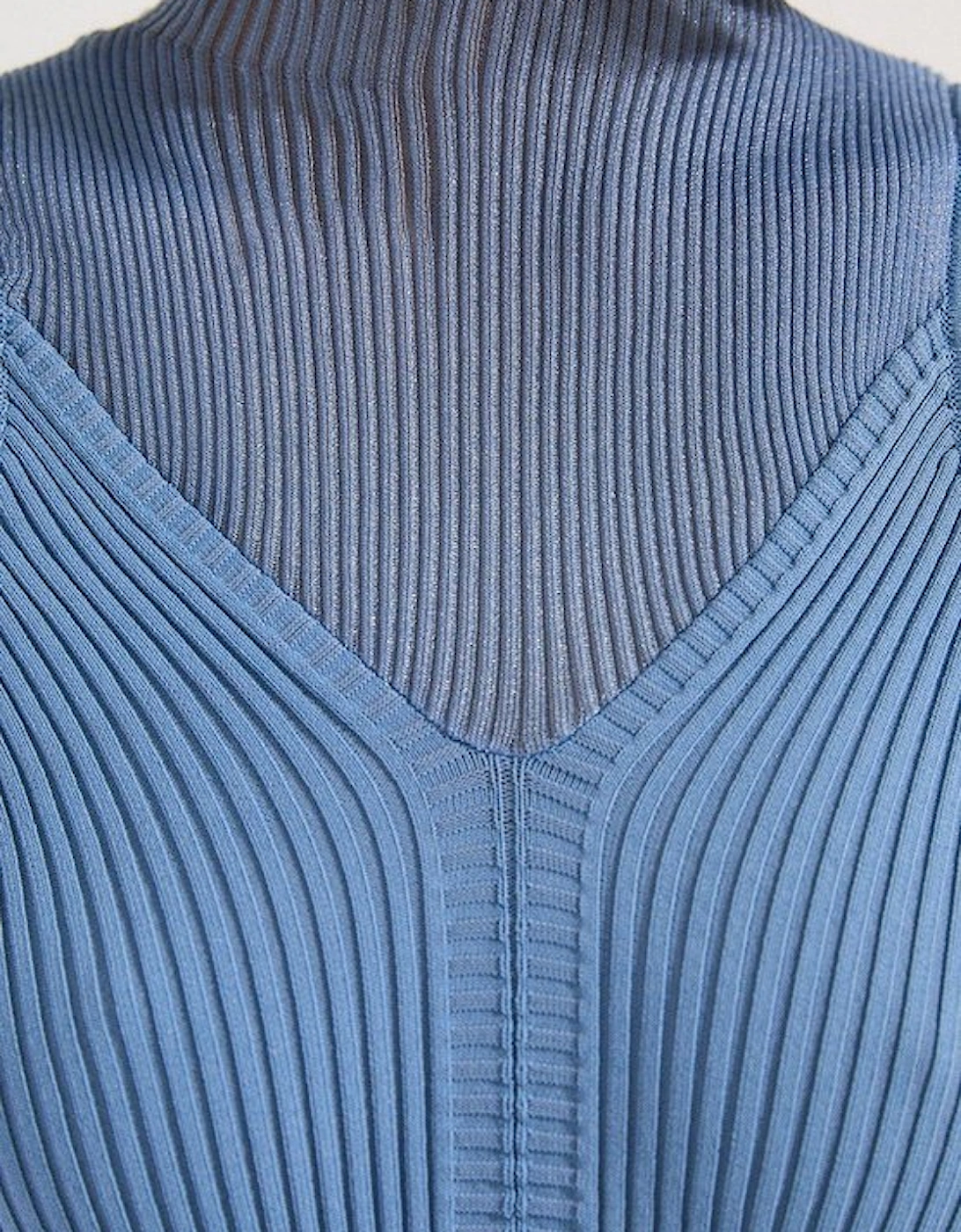 Sheer Neck Knitted Sleeveless Top