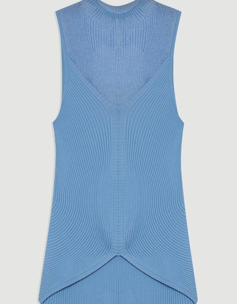 Sheer Neck Knitted Sleeveless Top