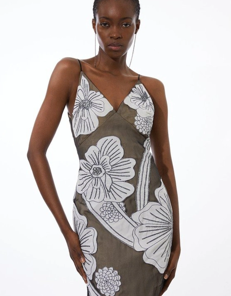 Tall Applique Organdie Woven Midi Dress
