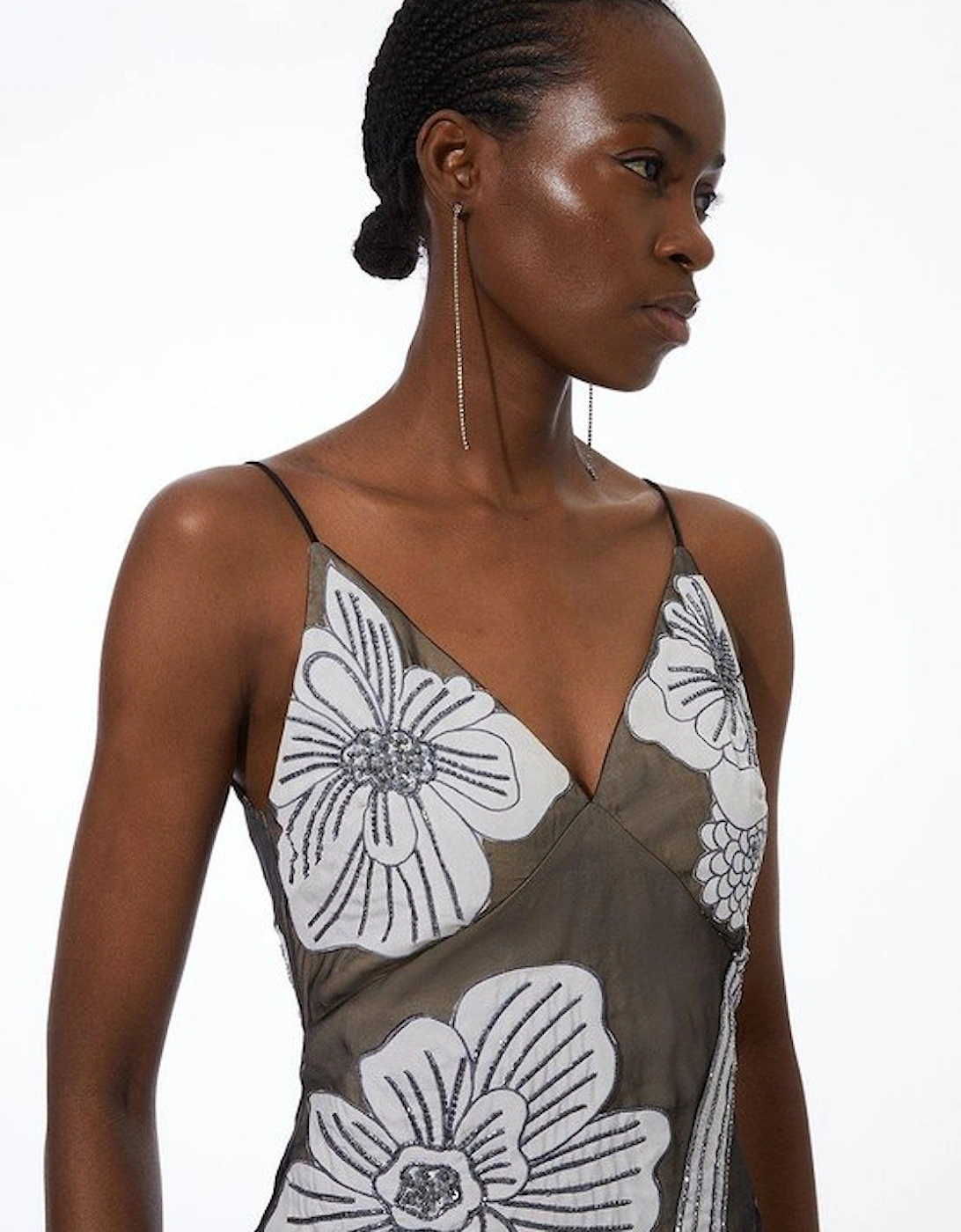 Tall Applique Organdie Woven Midi Dress