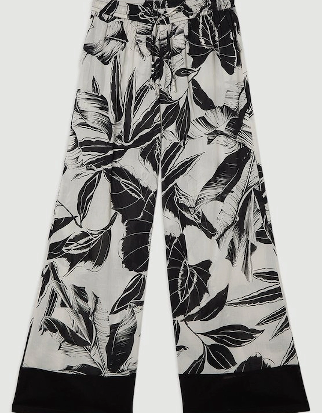 Palm Border Print Cotton Voile Beach Trousers