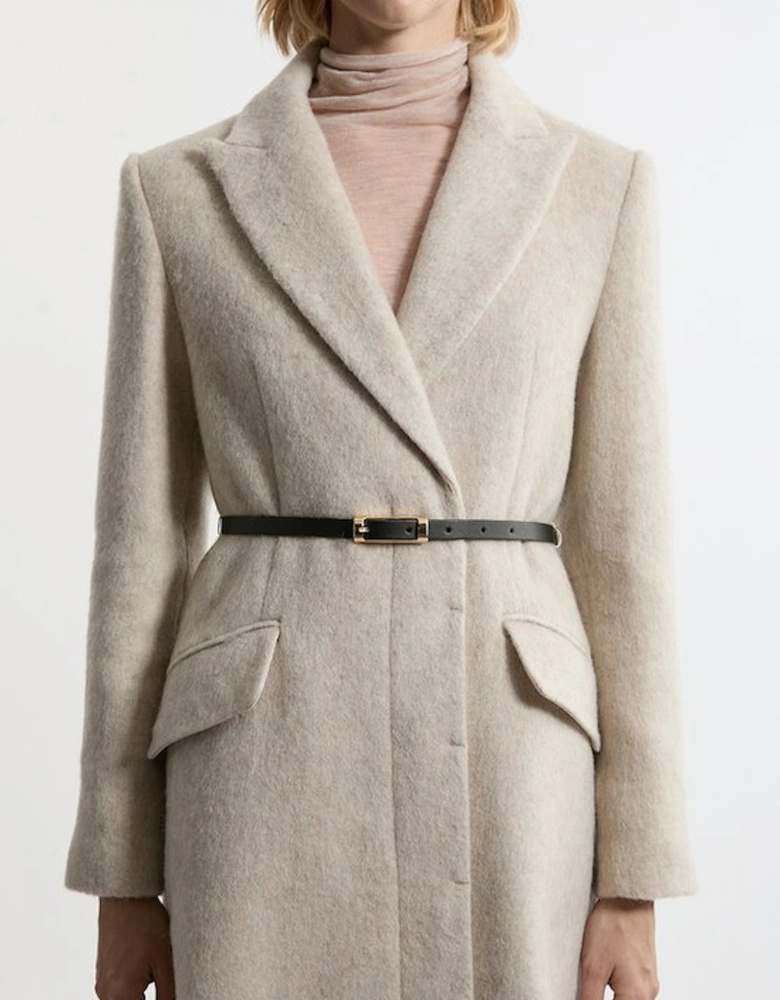 Premium Italian Manteco Wool Single Breasted Belted Tailored Maxi Coat