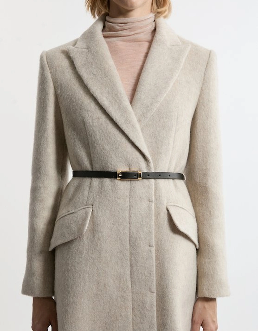 Premium Italian Manteco Wool Single Breasted Belted Tailored Maxi Coat
