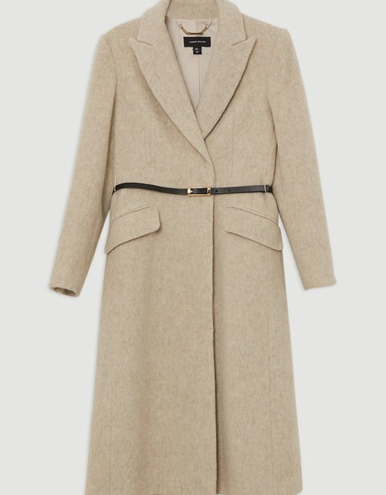Premium Italian Manteco Wool Single Breasted Belted Tailored Maxi Coat
