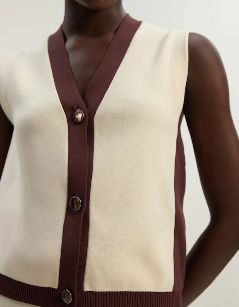 Colour Block Knitted Waistcoat