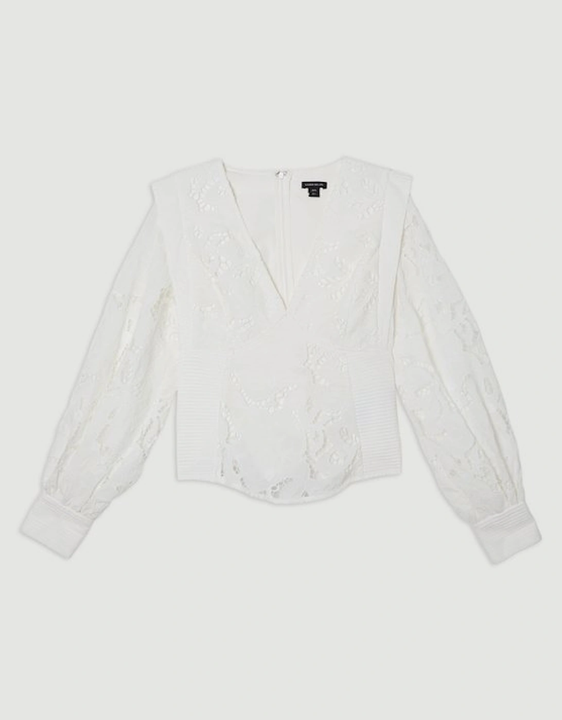 Cutwork Broderie Drama Sleeve Woven Blouse