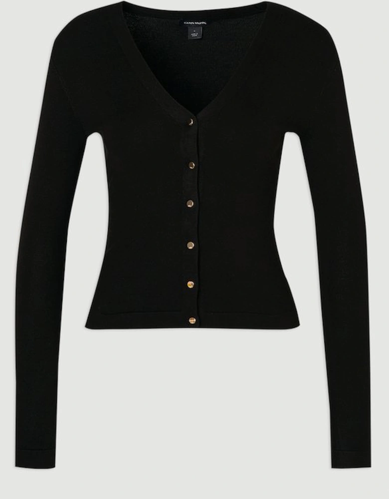 Viscose Blend Knitted Button Detail Cardigan