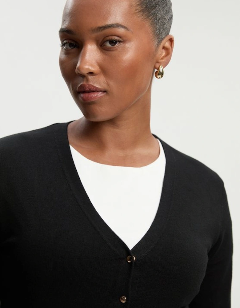 Plus Size Viscose Blend Knitted Button Detail Cardigan