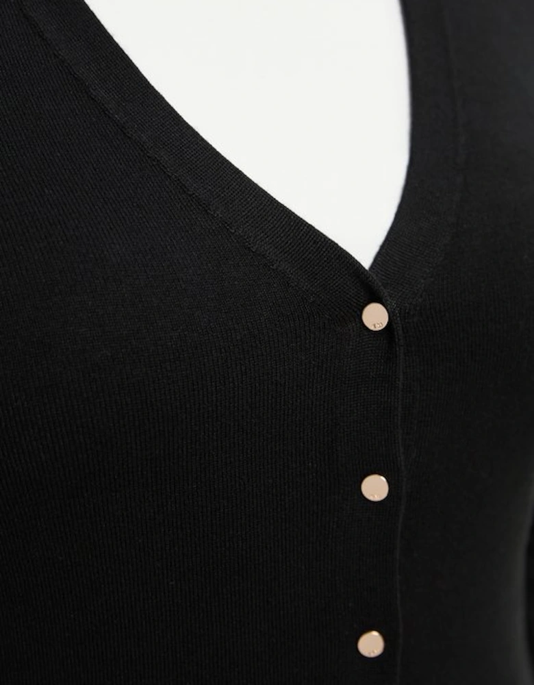 Plus Size Viscose Blend Knitted Button Detail Cardigan