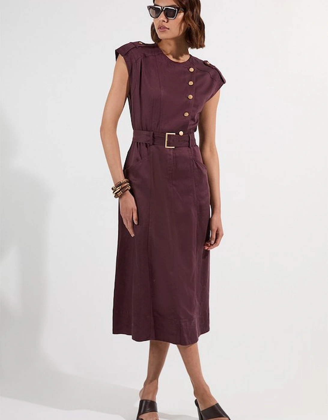 Petite Soft Twill Relaxed Midi Dress, 2 of 1