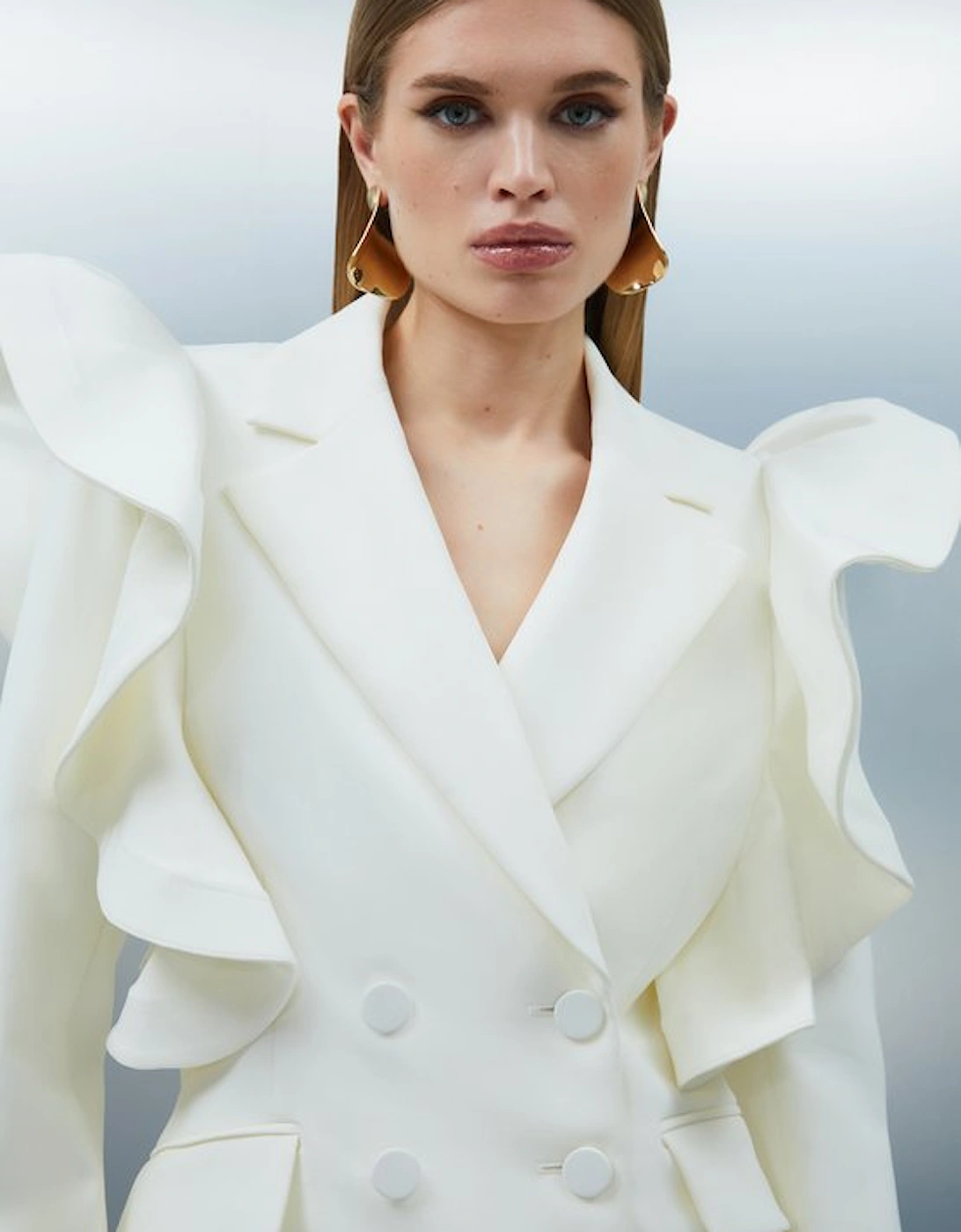 Tailored Drama Ruffle Double Breasted Blazer, 5 of 4