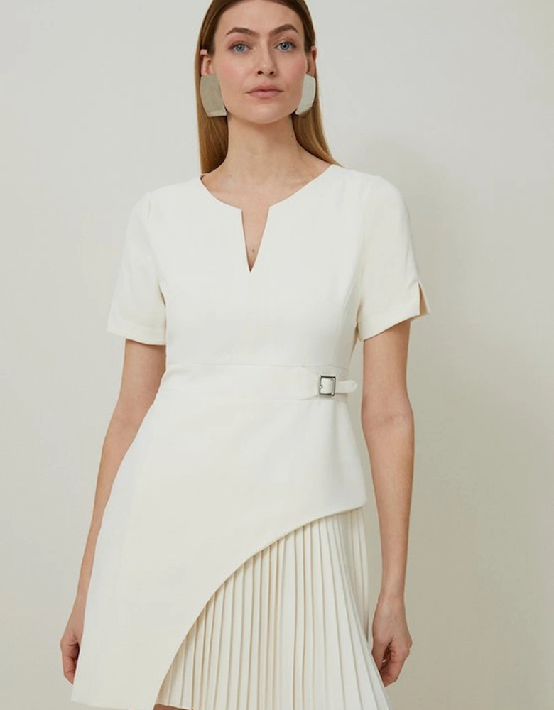 Tall Tailored Military Pleat Short Sleeve Mini Dress
