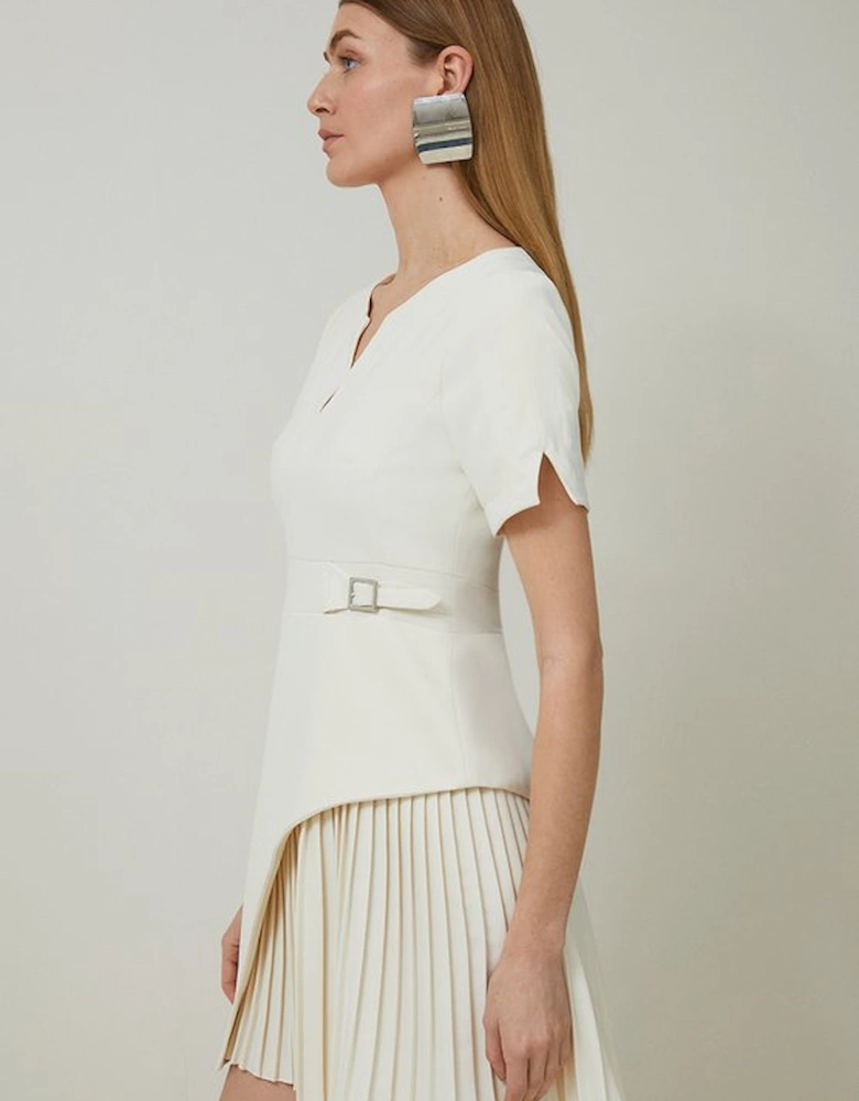 Tall Tailored Military Pleat Short Sleeve Mini Dress