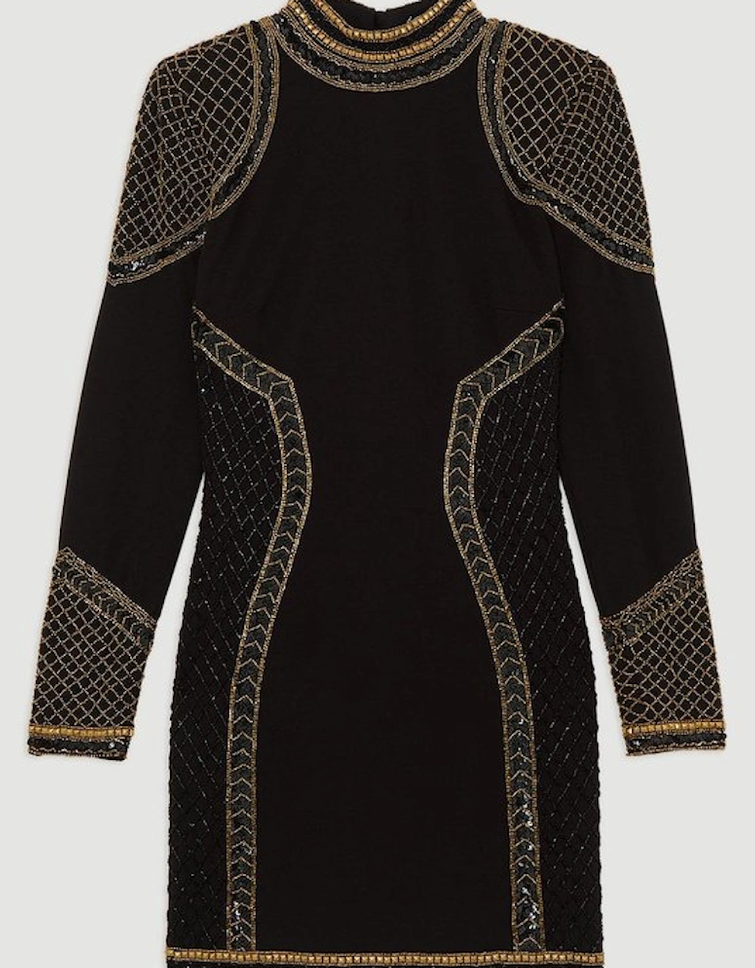 Beaded And Embellished Ponte Jersey Mini Dress