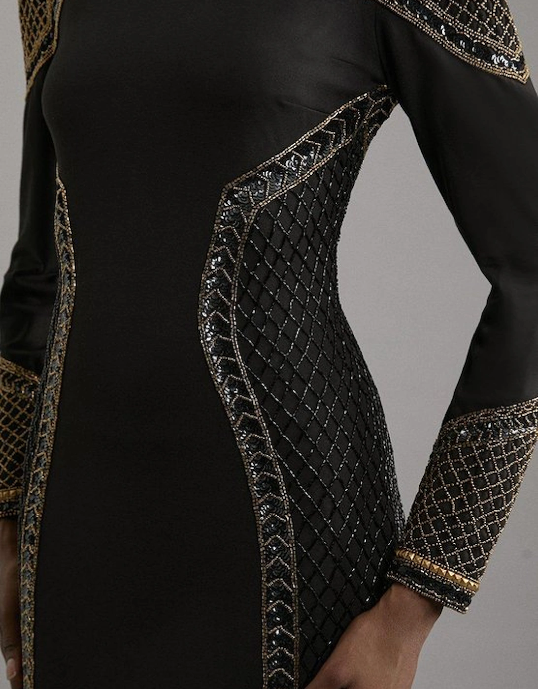 Beaded And Embellished Ponte Jersey Mini Dress