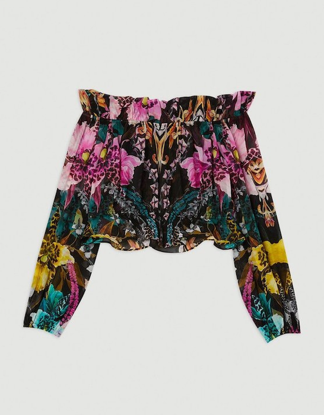 Tropical Floral Viscose Georgette Beach Top