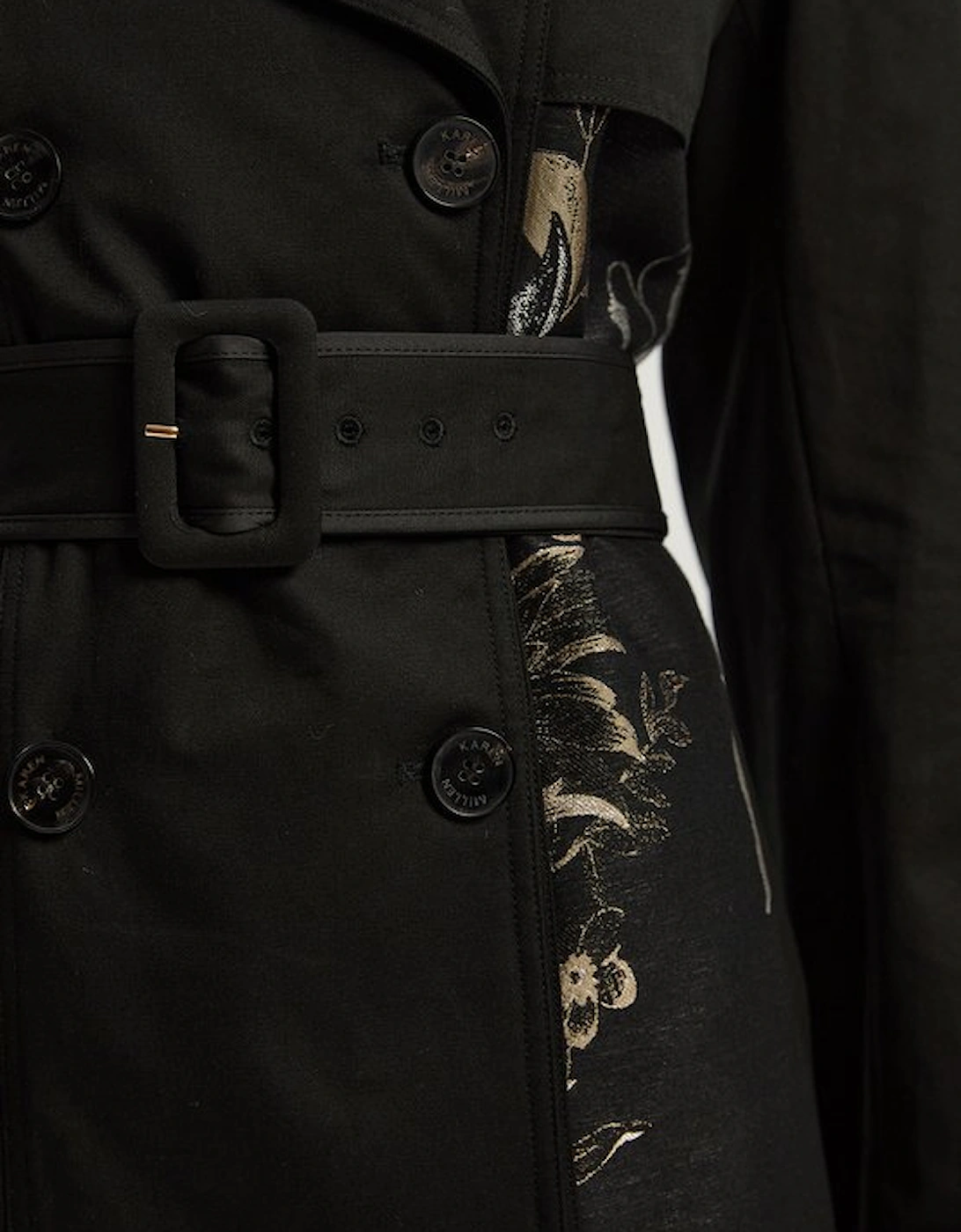 Petite Printed Jacquard Trench Coat