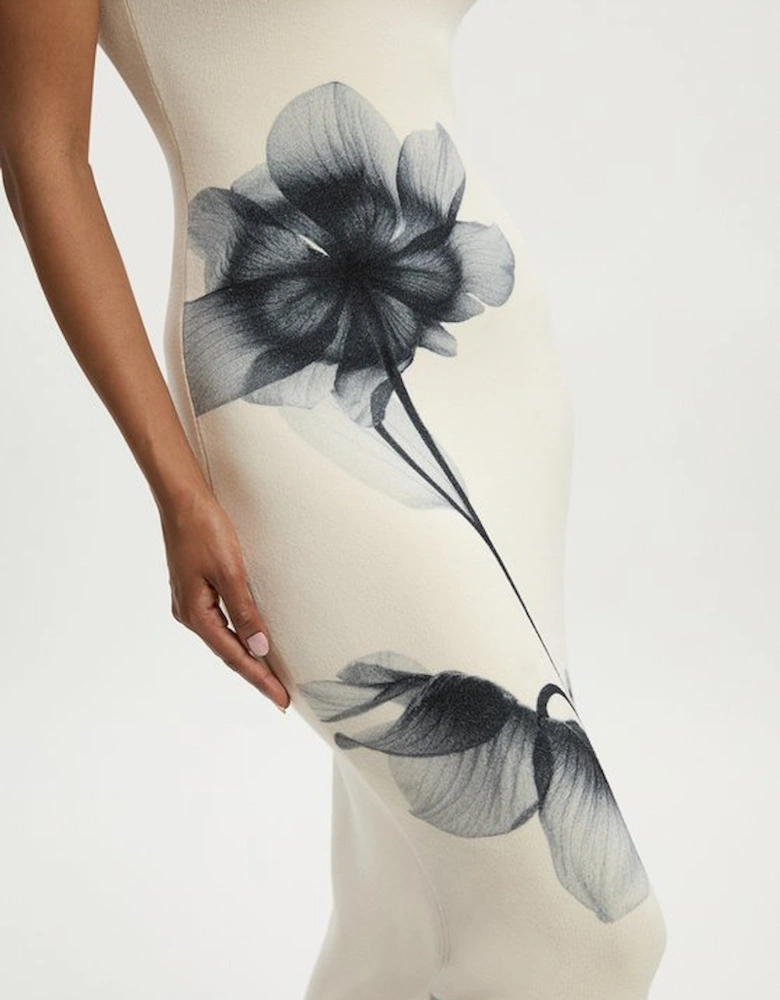 Placement Photographic Print Knitted Maxi Dress