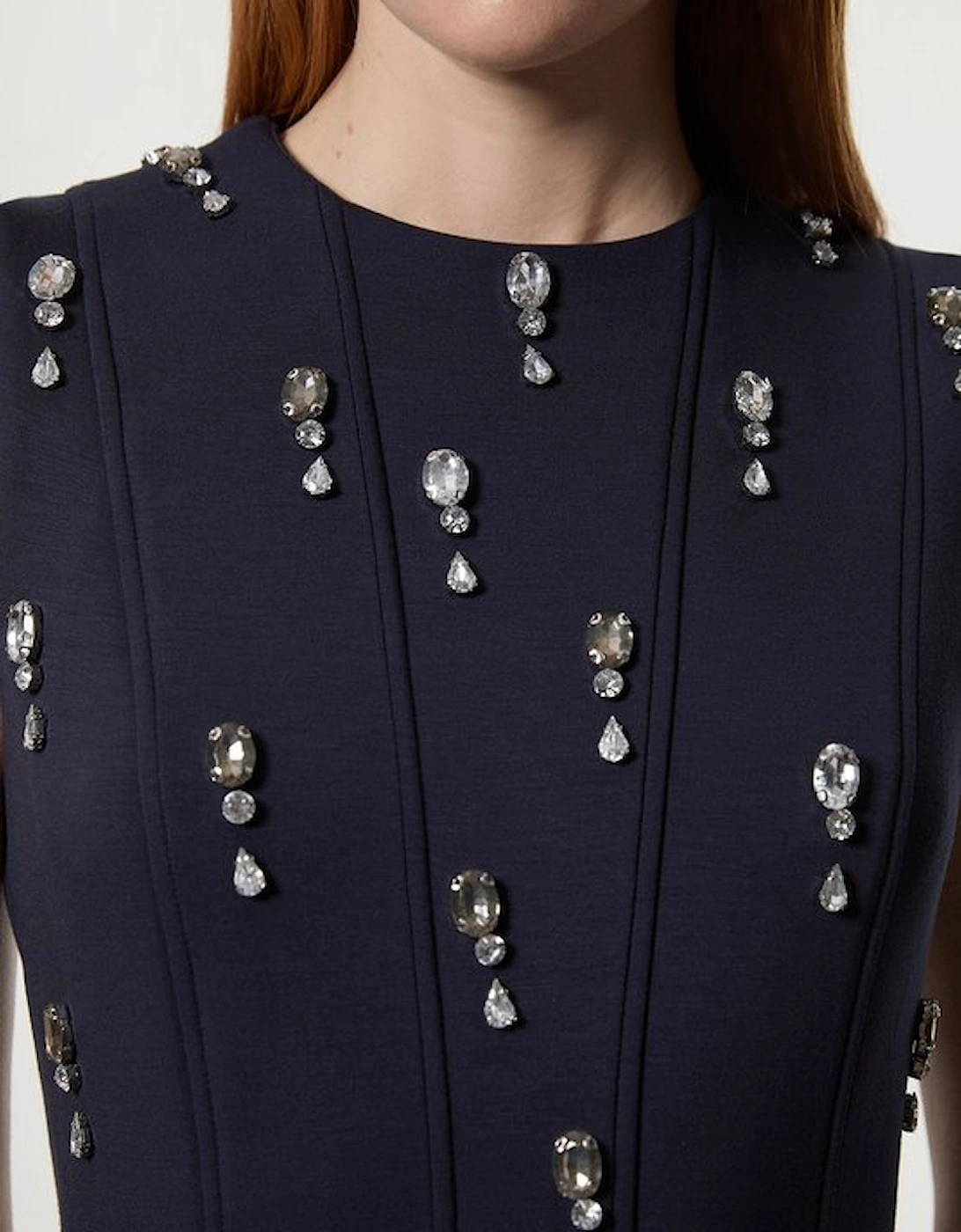 Crystal Embellished Premium Scuba Jersey Mini Dress