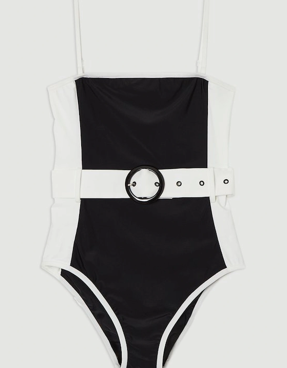 Contrast Panelled Bandeau Swimsuit With Belt