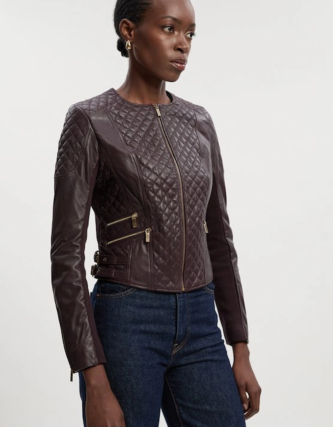 Leather Quilted Biker Jacket