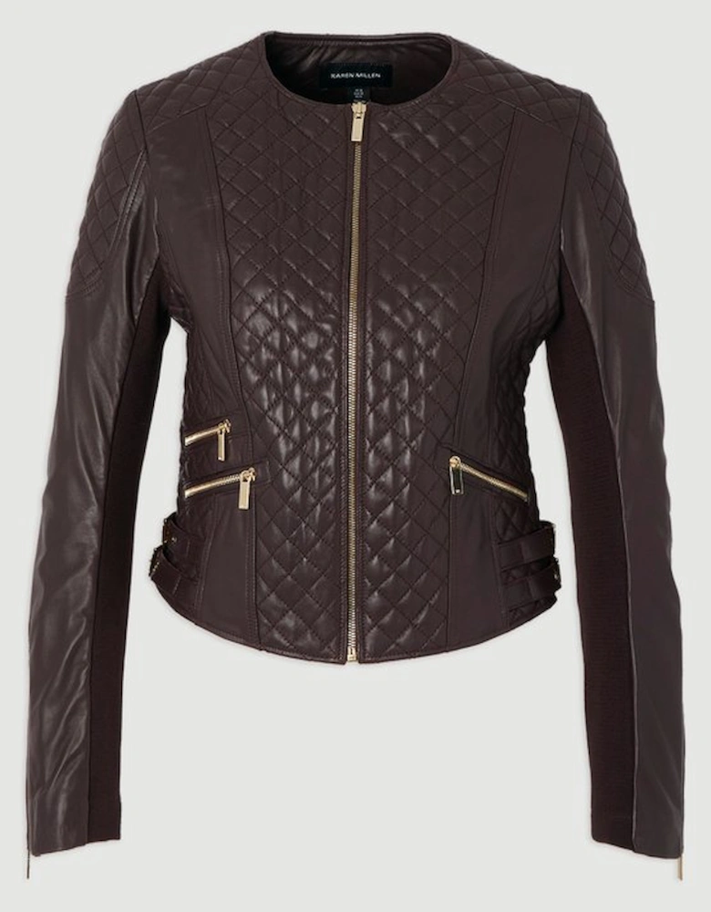 Leather Quilted Biker Jacket
