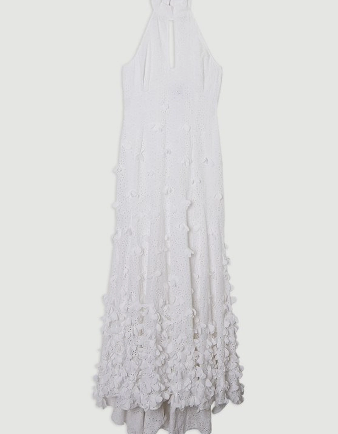 Petal Applique Embellished Broderie Rosette Maxi Dress
